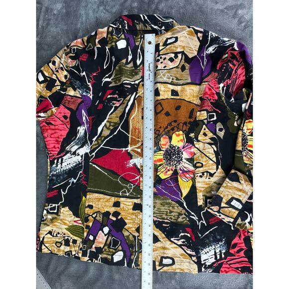 Wearable Art jacket women's size XL by Units cotton zipup colorful with grommets - Picture 7 of 14